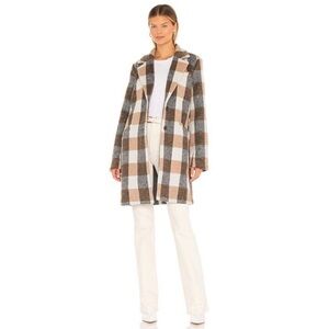 Paige Samine Check Coat in Charcoal and Tan Size  XS Women's Brown Tan